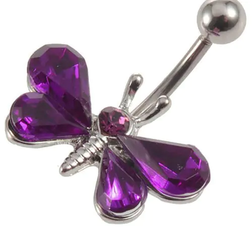 ULike Rhinestone Butterfly Ball Barbell Bar Belly Button Navel Ring Body Piercing