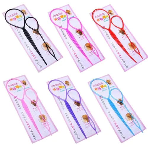 2Pcs/Set Women Girls Ponytail Styling Maker Clip Tools Hair Ties Braider Accessories Plastic Loop Pin DIY Beauty Kit Two Sizes Large/Small 6 Colors