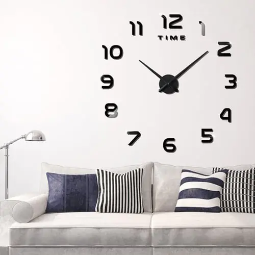Cool Gift DIY Wall Clock 3D Mirror,  Clock Wall Stickers