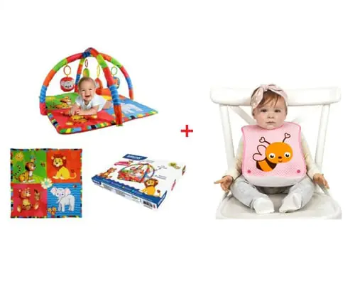 Babymol Toy Mat + Sevi Bebe Silicone Bib with Plastic Drawer Babymol Toy Mat + Sevi Bebe Silicone Bib with Plastic Drawer