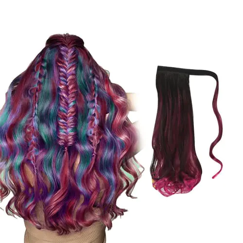African And European Wig Female Multicolor Gradual Curly Hair Ponytail African And European Wig Female Multicolor Gradual Curly Hair Ponytail