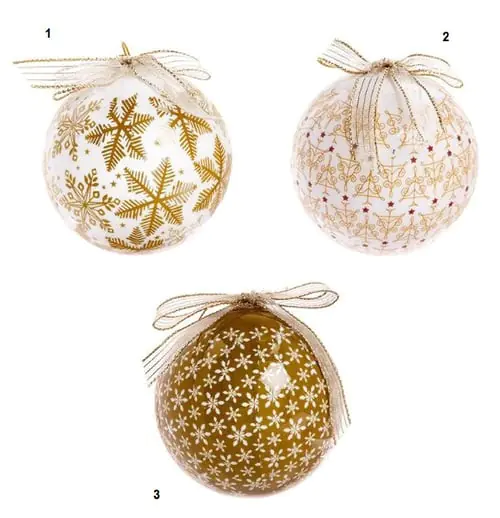Premier Decorations 75mm Gold/Cream Snowflake Ball