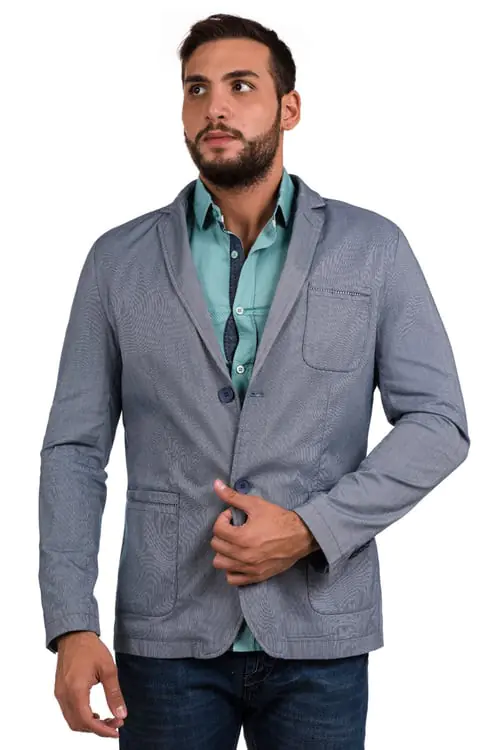 Soft Blue Cotton Blazer  for men Grey