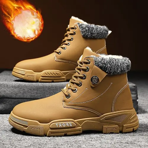 Botas Hombre Plus Fleece Martin Boots Add Cotton Waterproof Men Shoes Solid Color Casual Outdoor Snow Boots Keep Warm Male Shoe