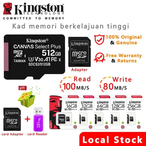 Kingston SD Card Micro SD Card Memory Card Class 10 80MB/s 16GB/32GB/64GB/256GB/128GB/512GB/1TB TF Card for CCTV Dash Cam 4 Kingston SD Card Micro SD Card Memory Card Class 10 80MB/s 16GB/32GB/64GB/256GB/128GB/512GB/1TB TF Card for CCTV Dash Cam 4