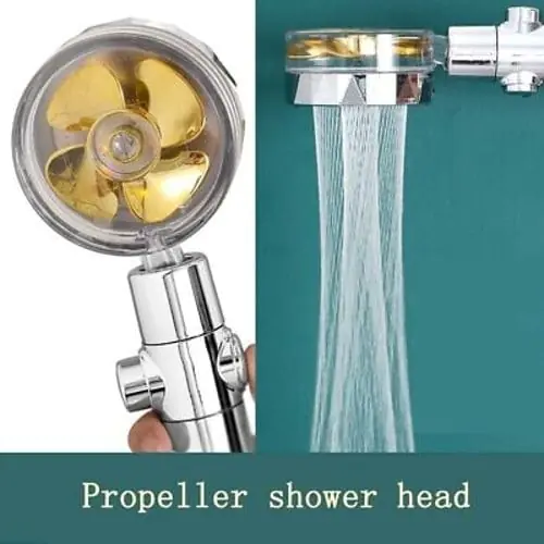 TeneT Bathroom Shower Head, Propeller Shower, Pressurized Shower, 360-degree Rotation with Small Fan, Rainwater High-pressure Nozzle