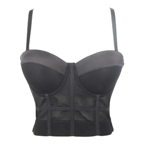 Women Sexy Mesh Bustier Crop Top Push Up Padded Bralette Club Pary Corset Bra Women Sexy Mesh Bustier Crop Top Push Up Padded Bralette Club Pary Corset Bra