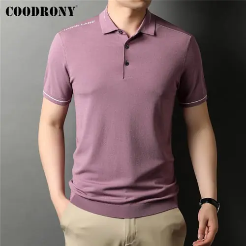 COODRONY Brand Business Casual Knitted Short Sleeve Polo-Shirt Men Clothes High Quality Summer New Arrival Pure Color Top C5261S COODRONY Brand Business Casual Knitted Short Sleeve Polo-Shirt Men Clothes High Quality Summer New Arrival Pure Color Top C5261S