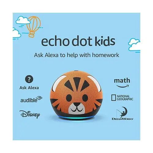 Echo Dot (4th Gen) Kids | Designed for kids, with parental controls, Tiger Edition