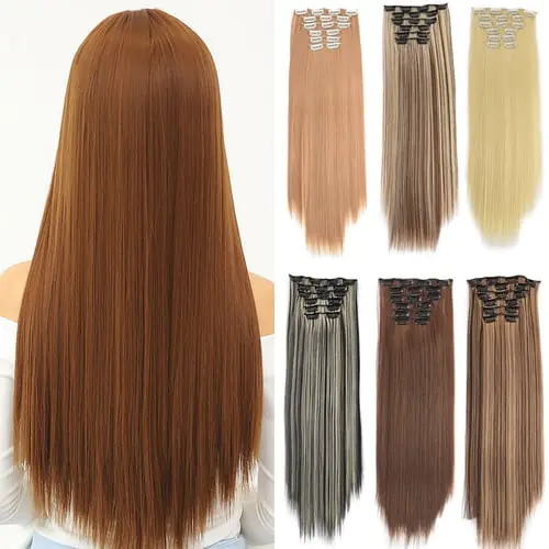 Real As Remy Fashion Hair Long Clip in Hair Extensions Full Head Straight Wig