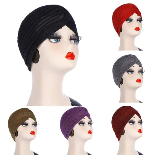 Women Solid India Hat Muslim Ruffle Cancer Chemo Beanie Turban Wrap Cap