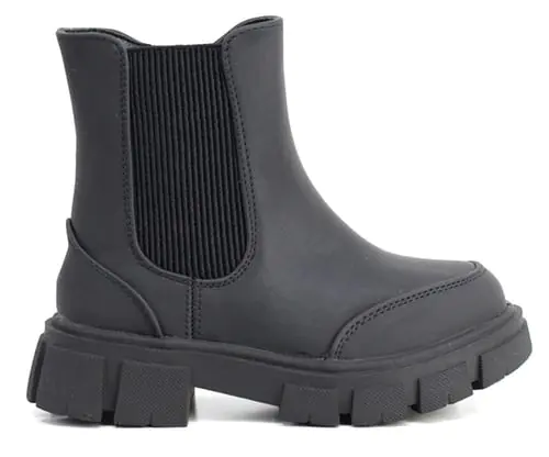 Girls Black Chunky Chelsea Boot
