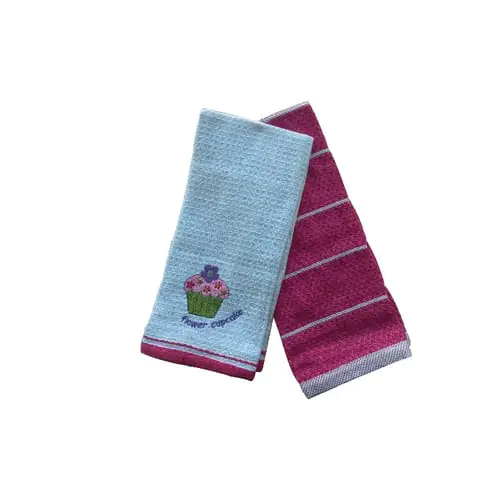 Set Of 2 Kitchen Towel Terry Embroidered 40 x 60 cm, WIN-6517 Flower Cupcake Set Of 2 Kitchen Towel Terry Embroidered 40 x 60 cm, WIN-6517 Flower Cupcake