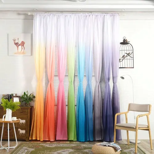 Gradient Sheer Curtain Tulle Window Treatment Voile Drape Valance 1 Panel Fabric