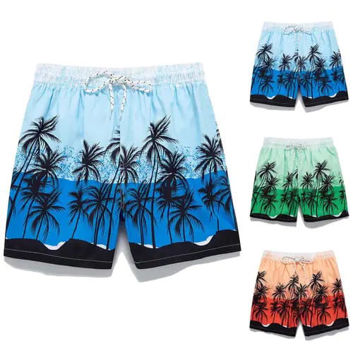 Mens Summer Casual Fitness Bodybuilding Printed Pockets Beach Shorts Pants