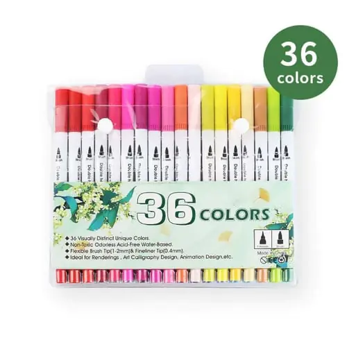 12/24/36/48/60/80/100 Color Fineliner Art Marker Pens Watercolor Dual Tip Brush
