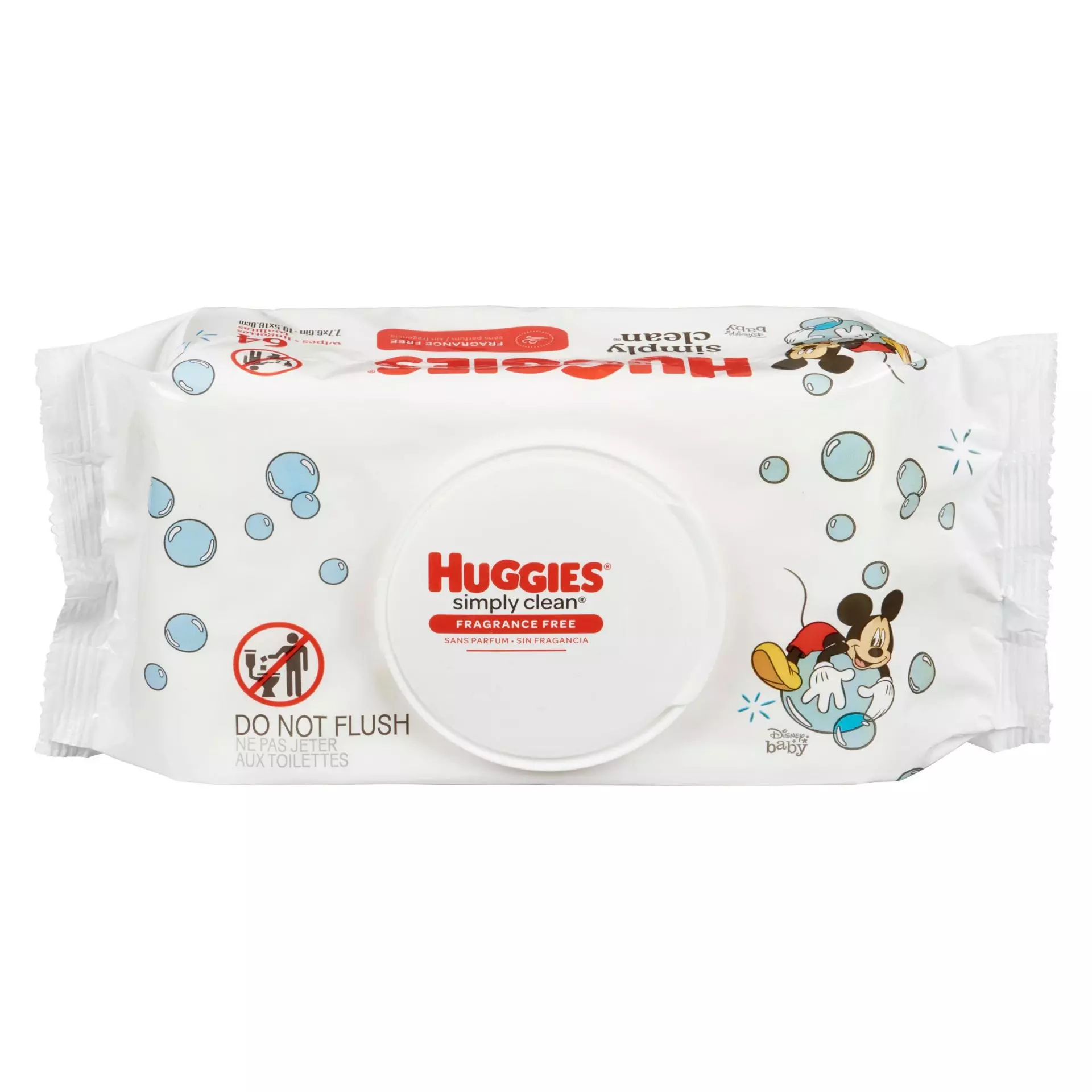 HUGGIES SIMPLY CLEAN WIPES - FRAGRANCE FREE 64S