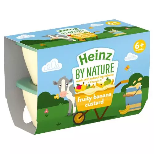 Heinz By Nature Fruity Banana Custard 6+ Months 4 x 100g