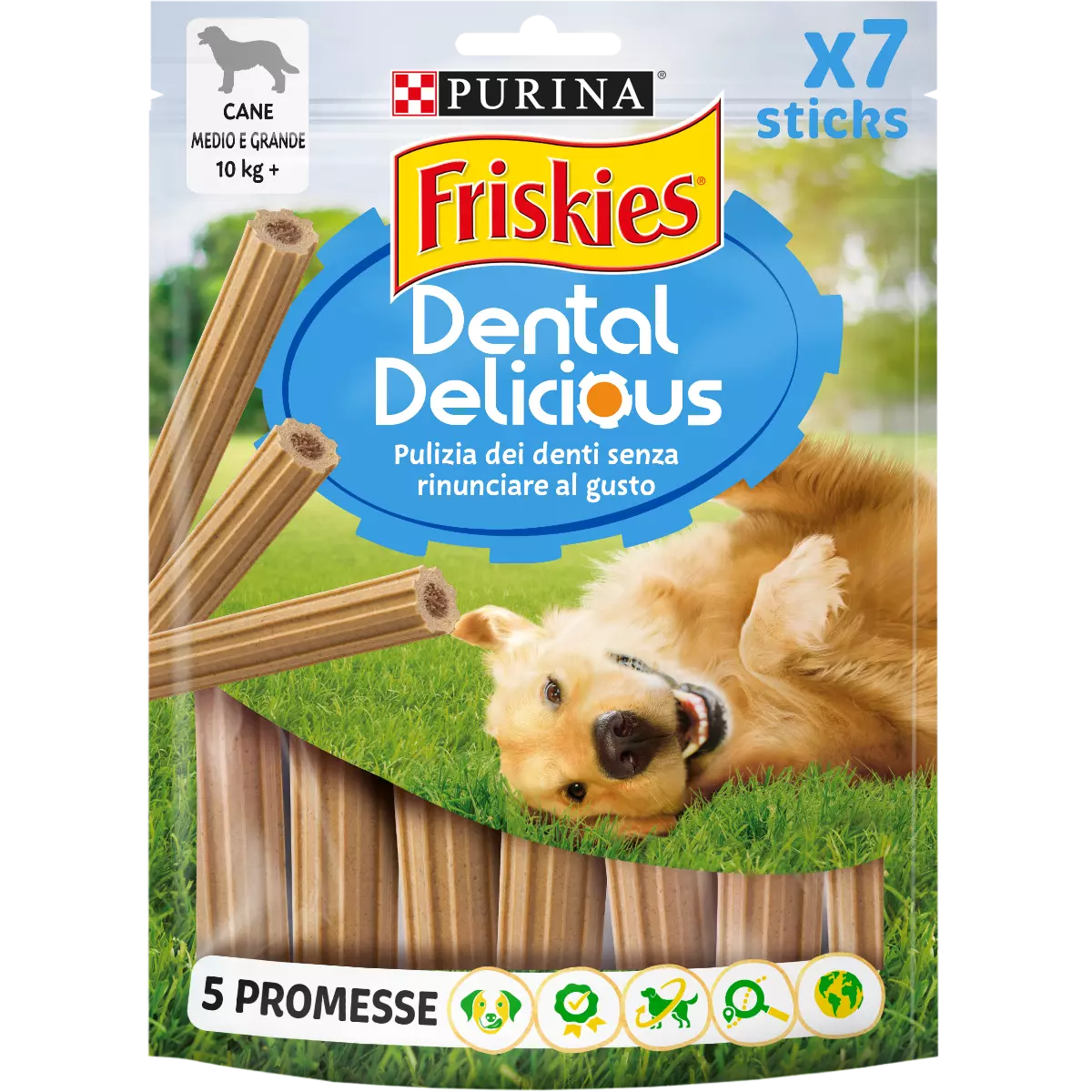 FRISKIES® Dental Delicious Snack igiene orale e dentale Cane al Pollo taglia M/L (200 g)