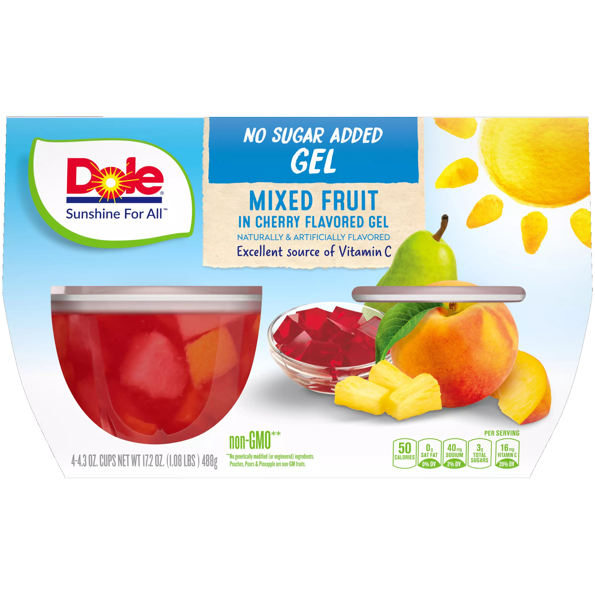 DOLE  No Added Sugar Mix Fruit IN Cherry FLAVORED GEL 4cups 488g
