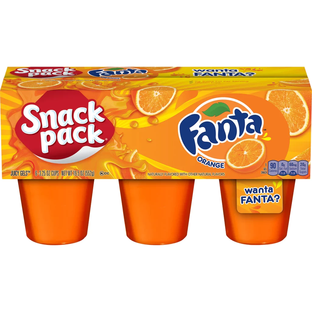 SNACK PACK FANTA JUICY ORANGE 6-CUPS 552g
