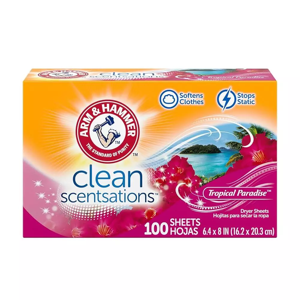 ARM & HAMMER CLEAN SCENT TROPICAL PARADISE 100 DRYER SHEETS