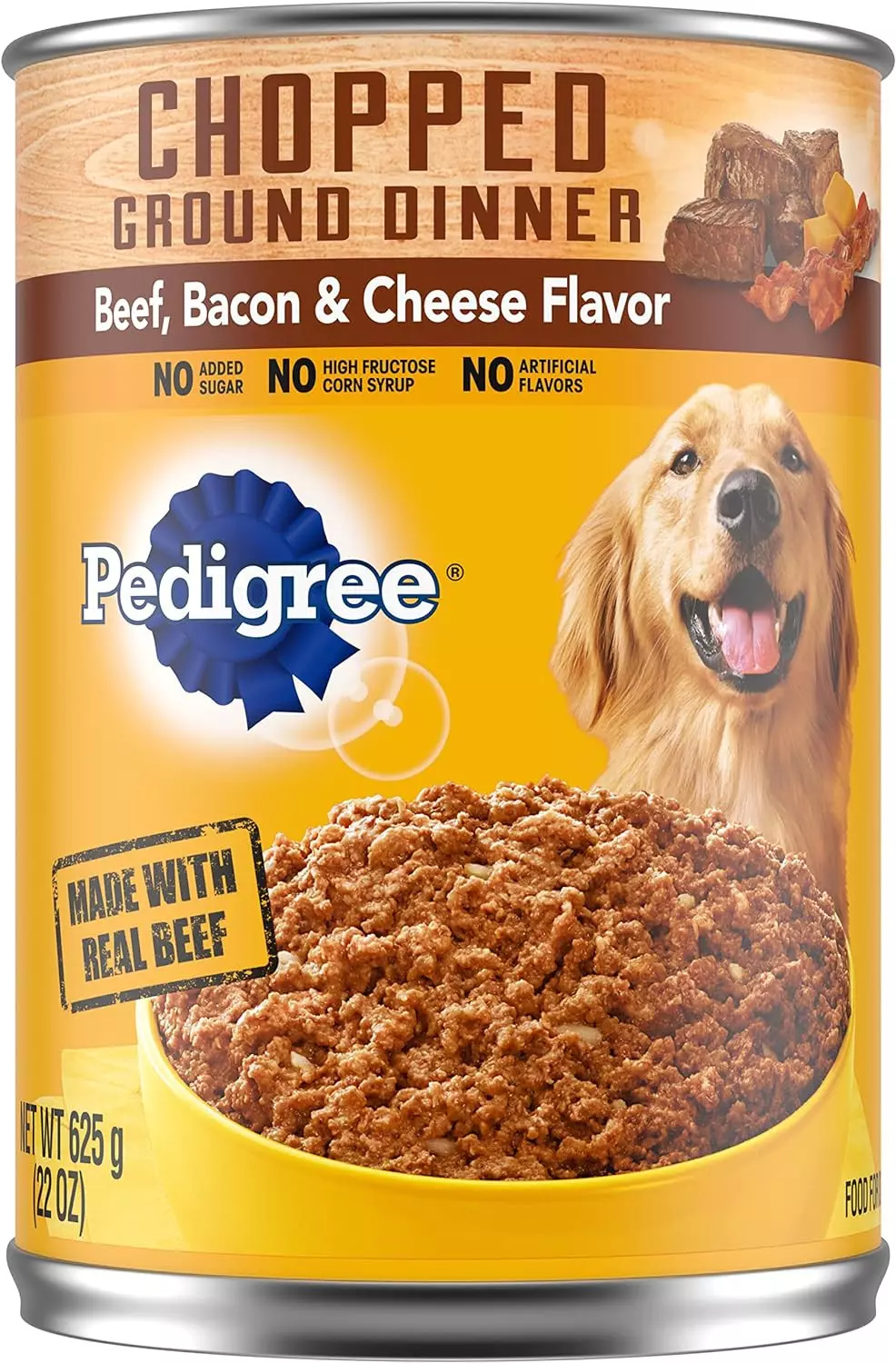 PEDIGREE CHOPPED GROUND DINNER Adult Canned Soft Wet Dog Food Beef, Bacon & Cheese Flavor, 22 oz.