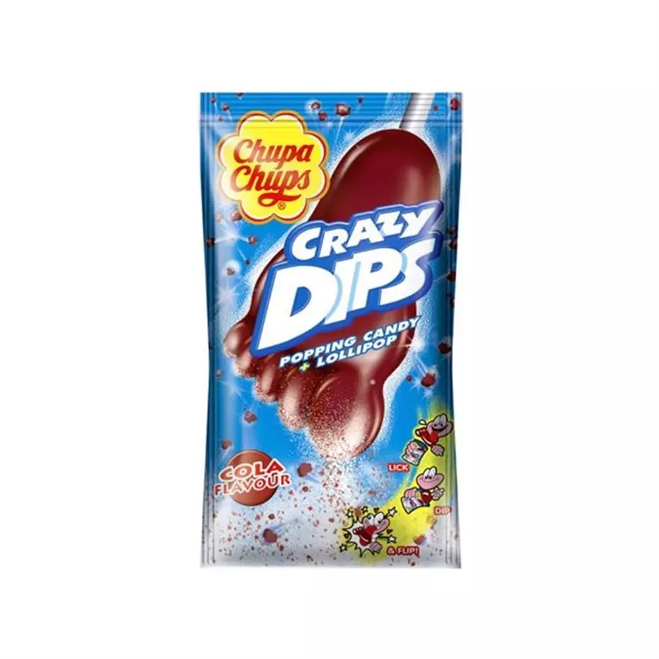 CHUPA CHUPS CRAZY DIPS POPPING CANDY + LOLIPOP COLA FLAVOR 14G