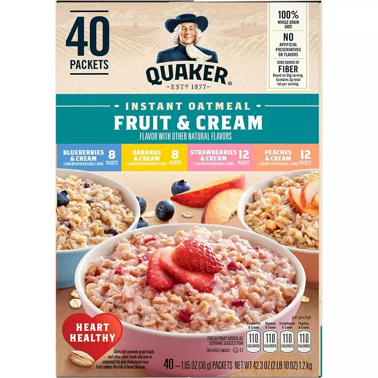 Quaker, Fruit & Cream Instant Oatmeal Flavor Variety 1.2kg
