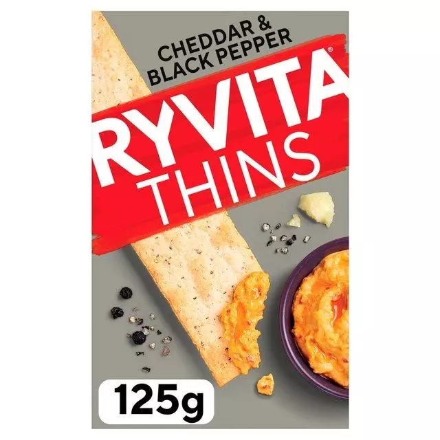 RYVITA THINS CHEDDAR AND BLACK PEPPER 125G