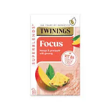 Twinings Superblends Focus Mango & Pineapple Flavoured Tea with Ginseng	20Tea Bags