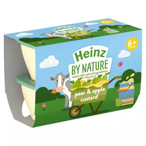 Heinz By Nature Pear & Apple Custard 6+ Months 4 x 100g