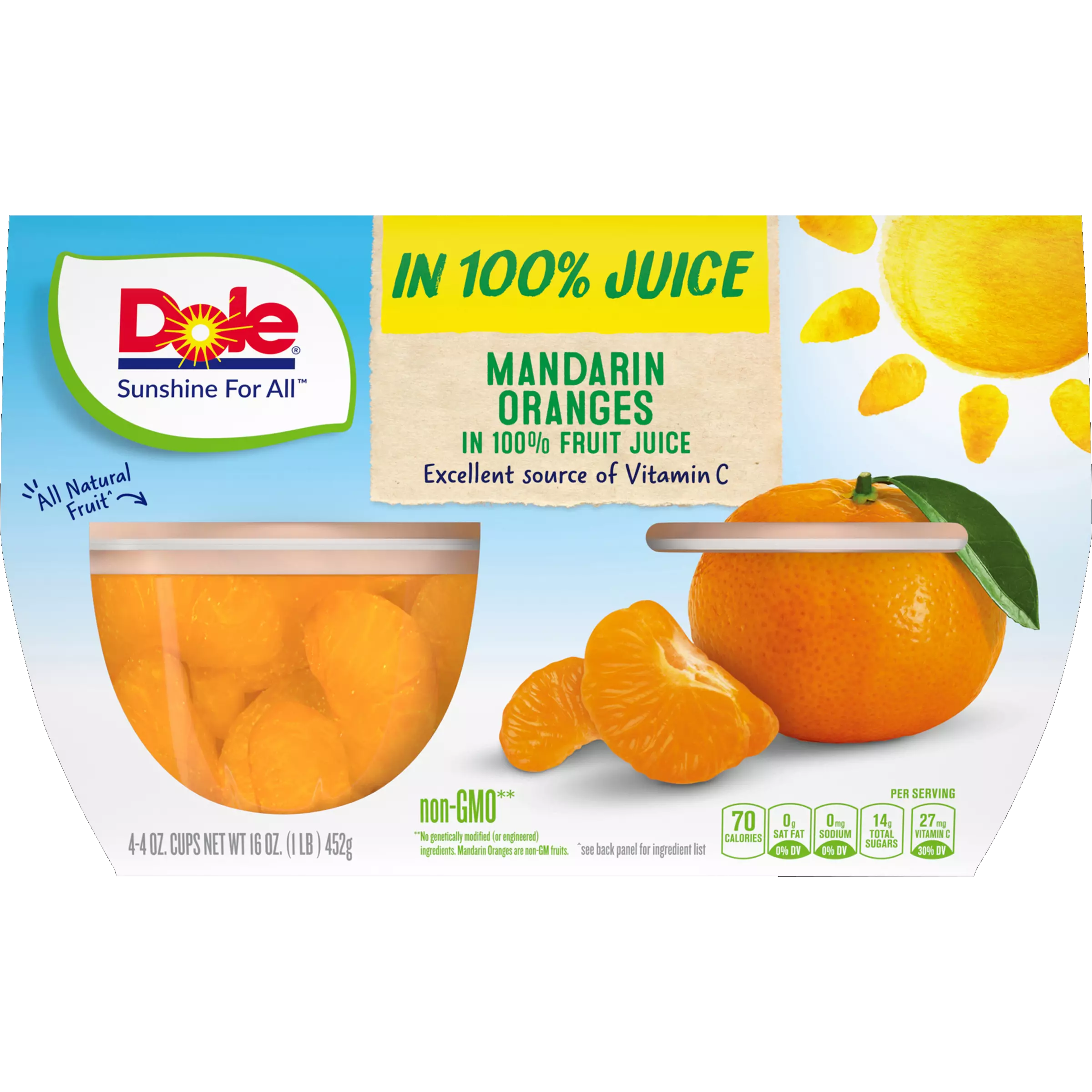 DOLE  MANDARIN ORANGES IN FRUIT JUICE 4cups 452g