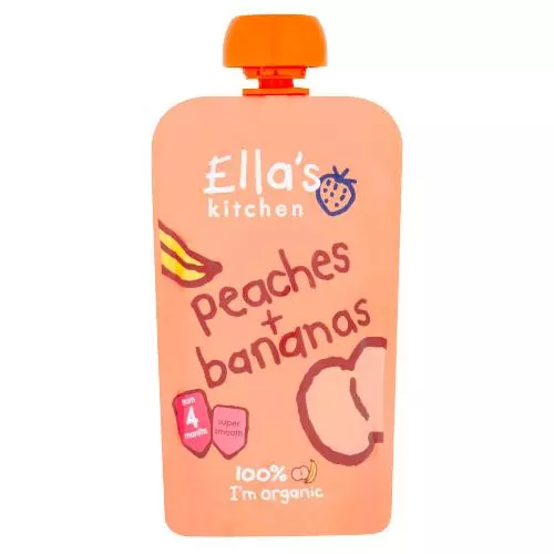 Ella's Kitchen Organic Peaches and Bananas Baby Pouch 4+ Months 120g