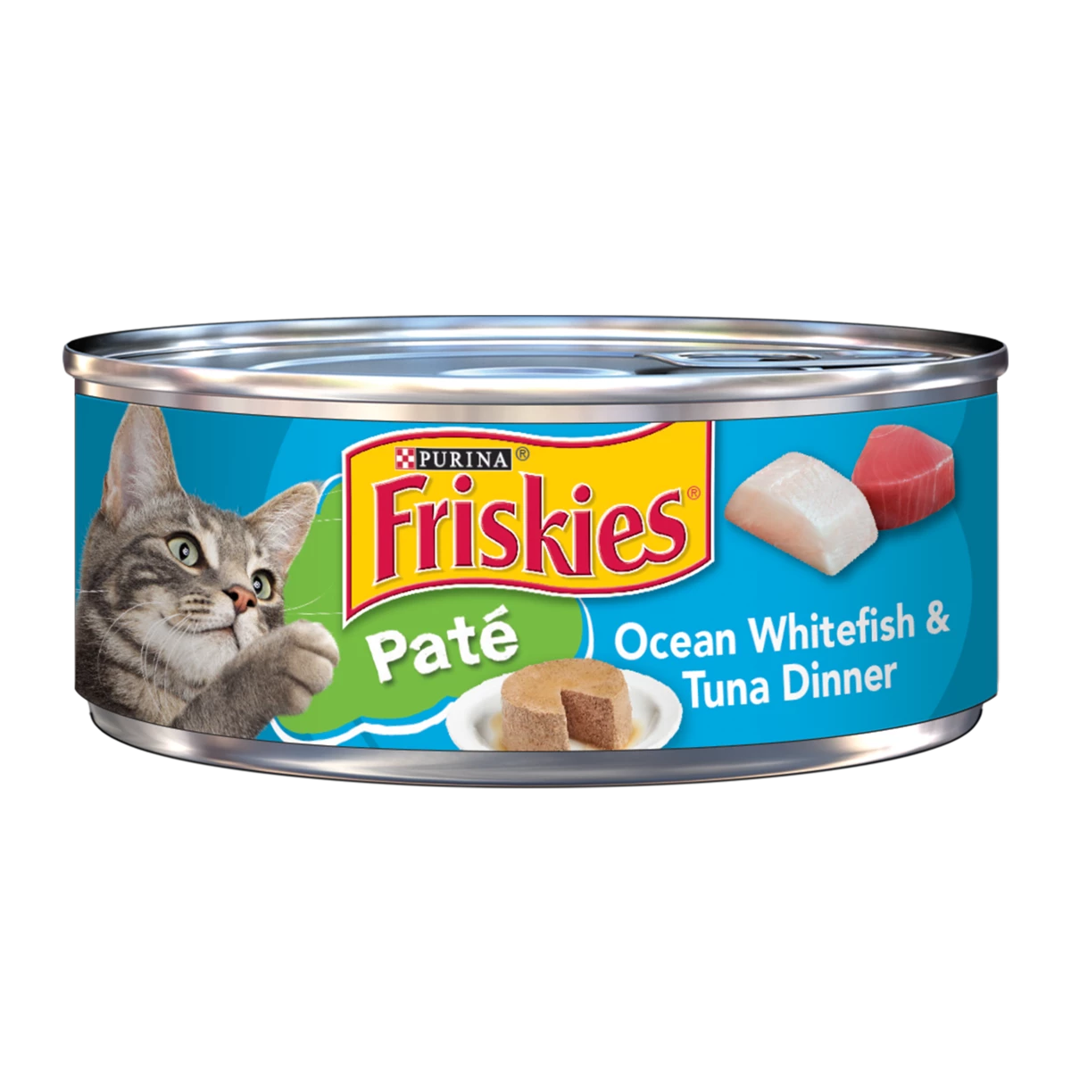 Friskies Cat Food Pate Ocean Whitefish & Tuna Dinner, 5.5 Oz