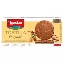 Loacker Tortina Original Milk Chocolate Wafer with Hazelnut Cream	63g - 3Units