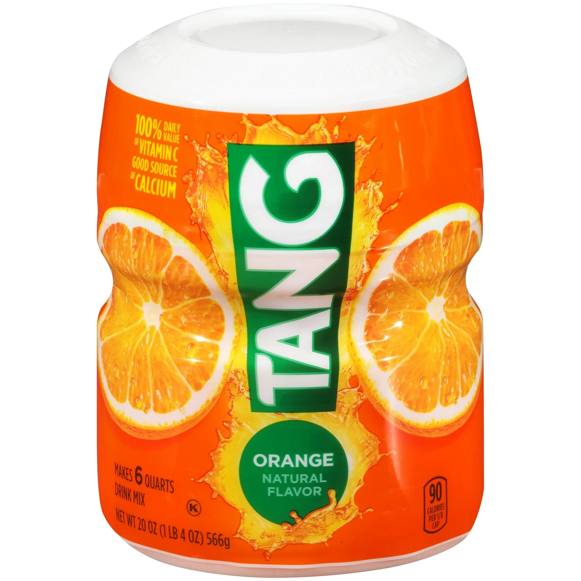 Tang Drink Powder, Orange, Vitamin C, Caffeine Free, 20 oz Jar