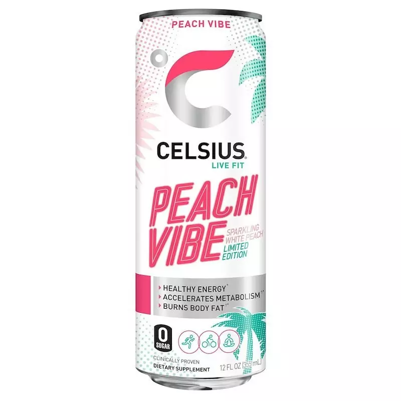 Celsius Sparkling Peach Vibe Fitness Drink, 355ml