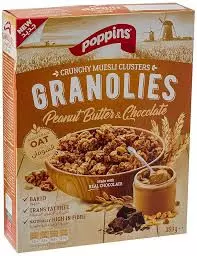 Poppins Granolies Whole Grain Peanut Butter & Chocolate Cereal	350g