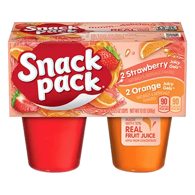 SNACK PACK Gel 2 Strawberry 2 Orange  4cups 368g