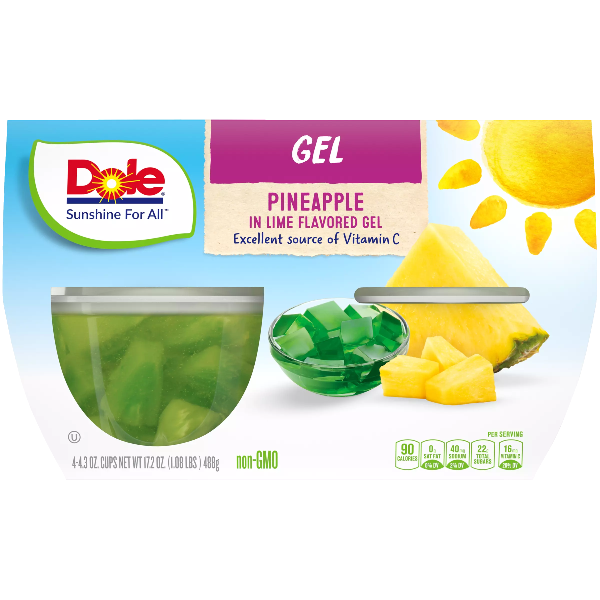 Dole Gel Pineapple in Lime Gel 4 cups 488g