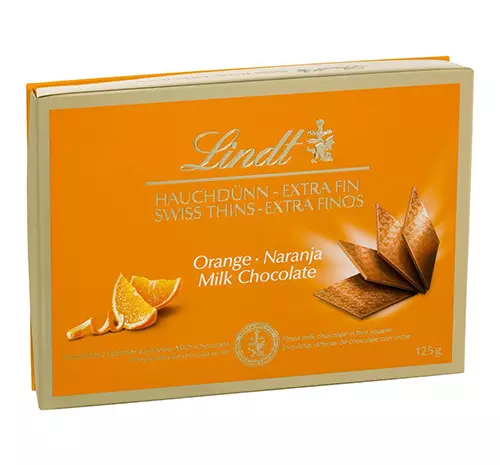 LINDT SWISS THINS ORANGE 125G
