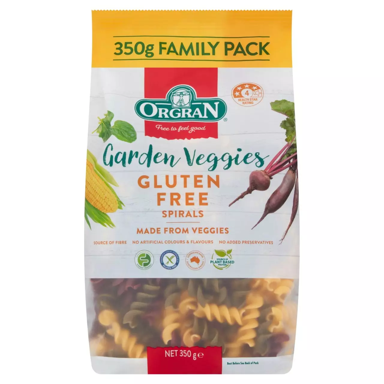 Orgran Gluten Free Garden Veggie Spiral Pasta 350G