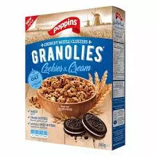 Poppins Granolies Cookies & Cream Oat Cereal Box	400g