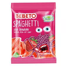 Bebeto Spaghetti Sour Strawberry Jelly Gums	60g