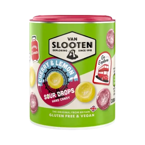 VAN SLOOTEN CHERRY &LEMON SOUR DRPOS CANDY 200G