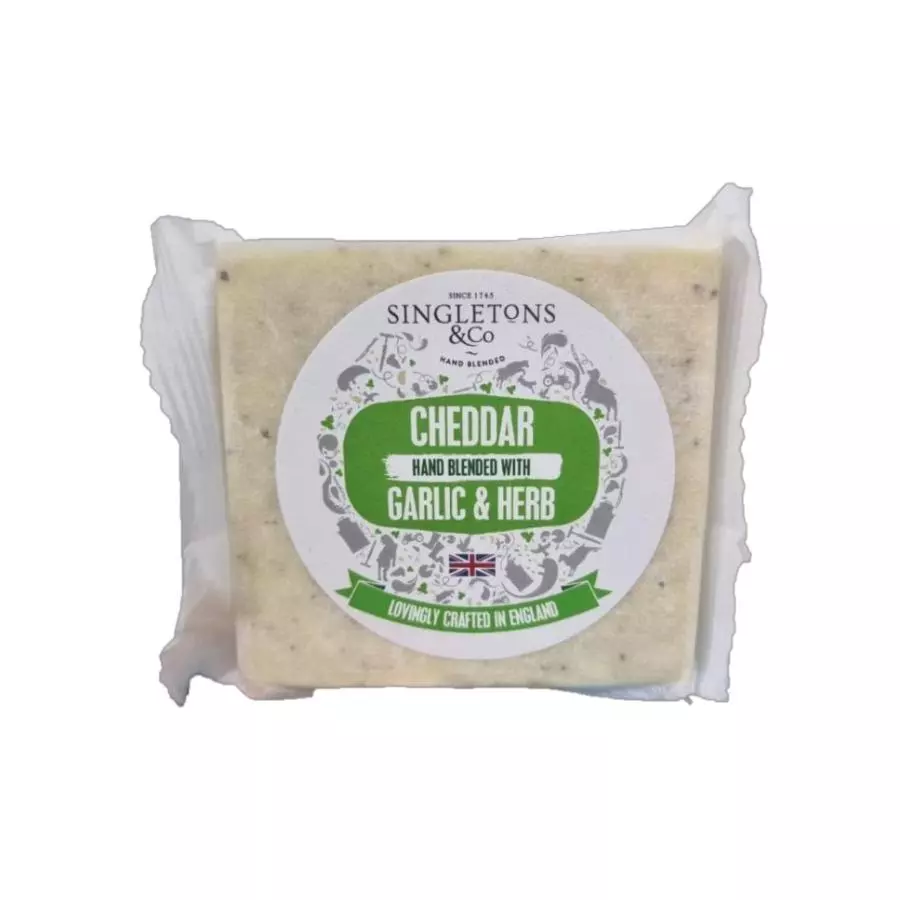 SINGLETON CHEDDAE GARLIC & HERBES 200G