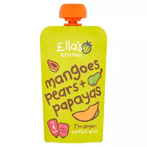 Ella's Kitchen Organic Mangoes, Pears and Papaya Baby Pouch 4+ Months 120g