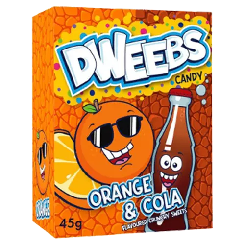 Dweebs Candy Orange & Cola Flavoured Crunchy Sweets 45g