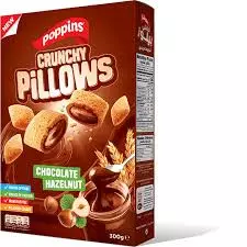 Poppins Crunchy Pillows Chocolate Hazelnut Cereal Box	300 g